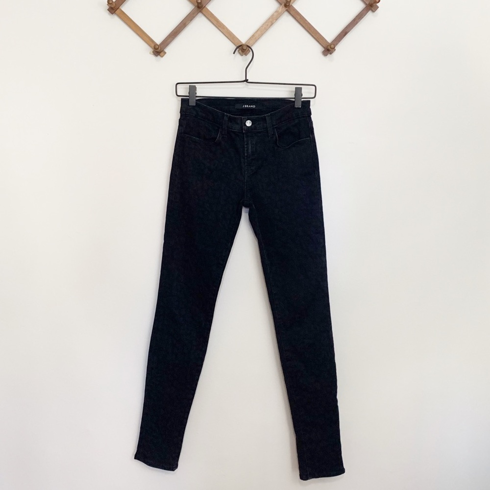 J Brand Super Skinny Jeans Black Leopard Size 26